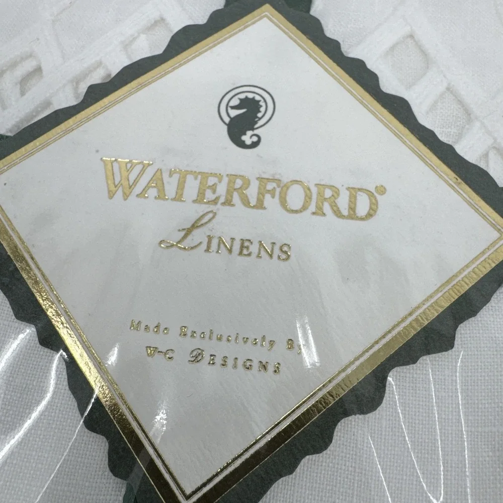 Vintage 1996 WATERFORD Fingertip Towels New 100%‎ Linen Set Of 2 White NEW